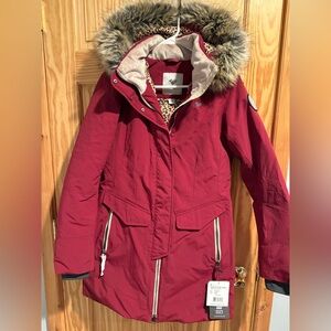 Obermeyer Red Ski Jacket with Faux Fur Hood